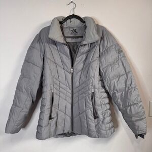 ZeroXposur Black Label Puffer Jacket Women's XL Silver Metallic Quilted Alisha
